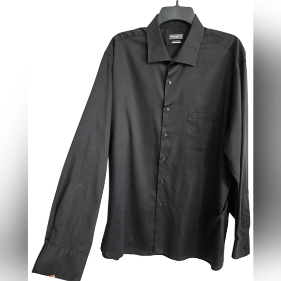 Van Heusen Flex Men's Black Dress Shirt Regular Fit 17 1/2 34/35 - Picture 4 of 7
